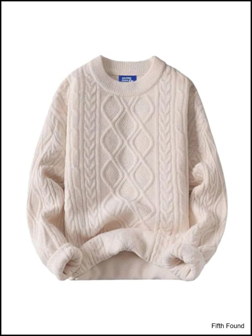 Oversized Cable Knit Sweater Long Sleeve Crewneck Pullover Retro